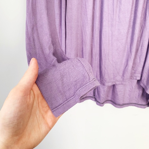 Free People Love Valley Long Sleeve Top Purple Tee - Picture 9 of 16